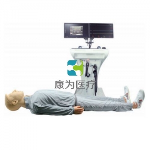 “康為醫(yī)療”綜合仿生急救技能訓(xùn)練系統(tǒng)  產(chǎn)品特點(diǎn)： 一. 模擬人特點(diǎn) 頭頸部  模型眼睛可瞬目, 瞬目頻率可調(diào)，瞳孔可根據(jù)病例設(shè)置變化，正常狀態(tài)下可進(jìn)行瞳孔對(duì)光反射 模型人可根據(jù)病例設(shè)置發(fā)出人聲 氣道管理：逼真的口、鼻、舌、牙齦、咽、食管、會(huì)厭，模擬清除呼吸道異物，支持仰頭抬頸法、仰頭舉頦法、雙手抬頜法三種方式開放氣道?？尚袣夤懿骞苄g(shù)，插管正確與否，顯示屏有提示 可模擬的氣道并發(fā)癥 舌水腫 、氣道梗阻 頸動(dòng)脈搏動(dòng)觸感真實(shí) 四肢  包括肱、橈、股、摑、足背動(dòng)脈搏動(dòng) 同時(shí)練習(xí)血壓、脈搏測(cè)量，也可單一練習(xí)，可以